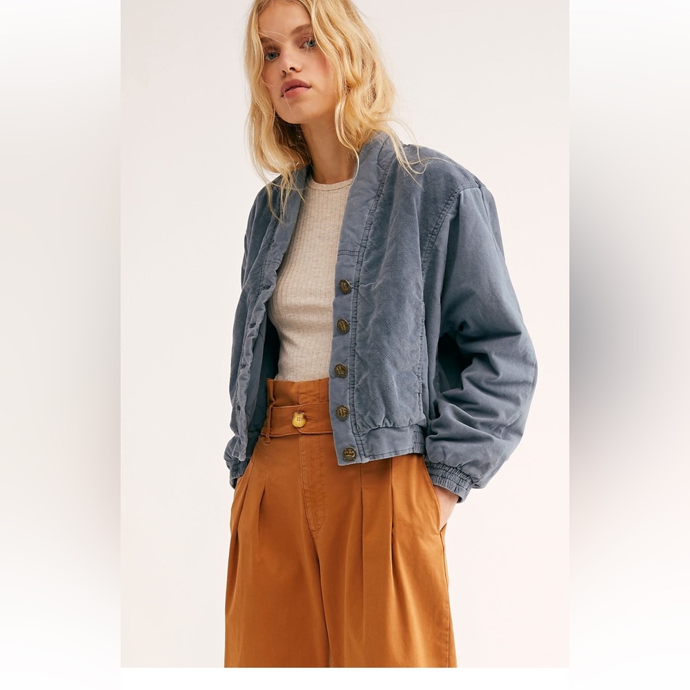 Nwot blue free people bomber jacket size small